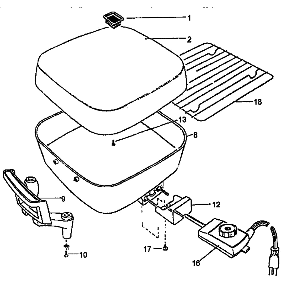 Replacement Parts Diagram and Parts List for SK395U  Black and Decker Electric Skillet